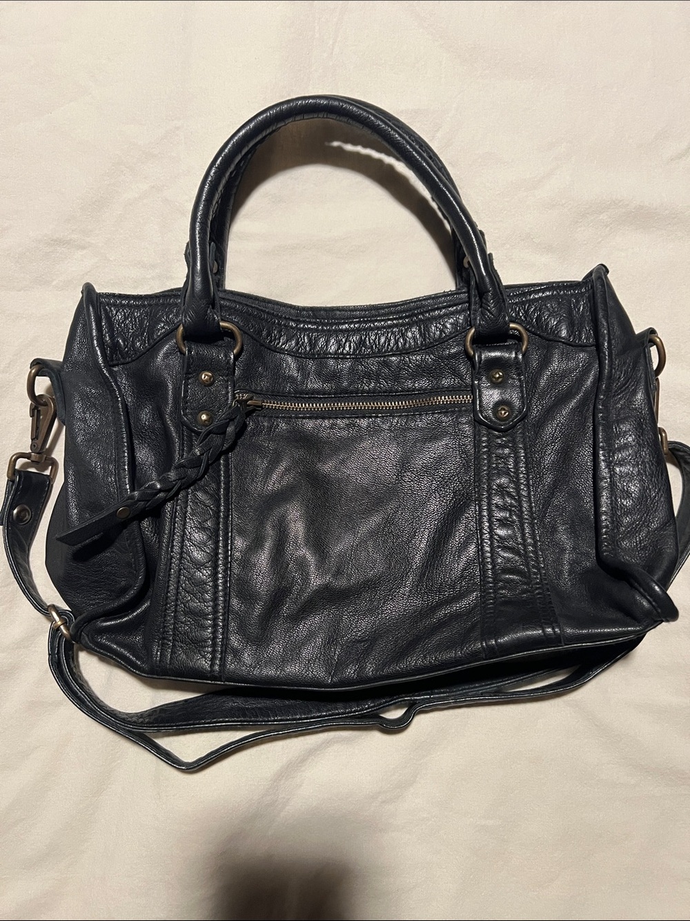 Tano leather satchel/shoulder bag
